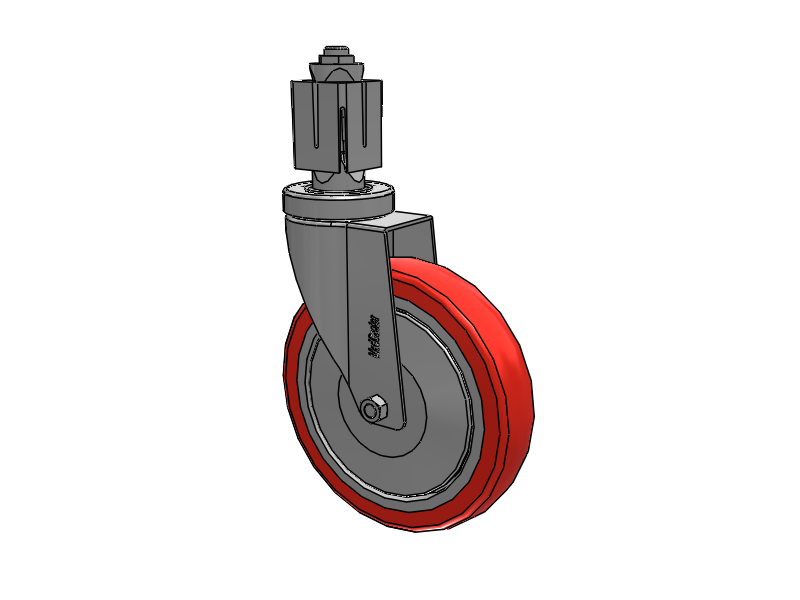Stainless Steel Hospital Square Nylon Expanding Adapters Caster with 6 x 1.25 High-Temp Thermal Rubber Wheel