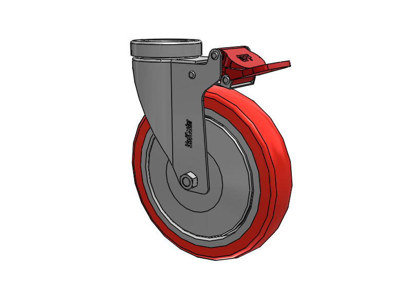 Stainless Steel Hospital Hollow Kingpin Caster with 6 x 1.25 High-Temp Thermal Rubber Wheel and Total Lock Brake