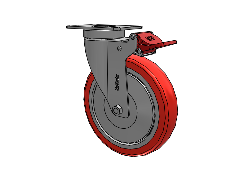Stainless Steel Hospital Top Plate Swivel Caster with 6 x 1.25 High-Temp Thermal Rubber Wheel and Total Lock Brake
