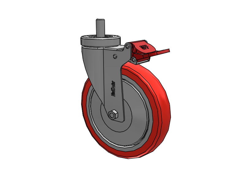 Stainless Steel Hospital Threaded Stem Caster with 6 x 1.25 High-Temp Thermal Rubber Wheel and Total Lock Brake