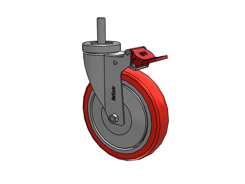 Stainless Steel Hospital Threaded Stem Caster with 6 x 1.25 High-Temp Thermal Rubber Wheel and Total Lock Brake