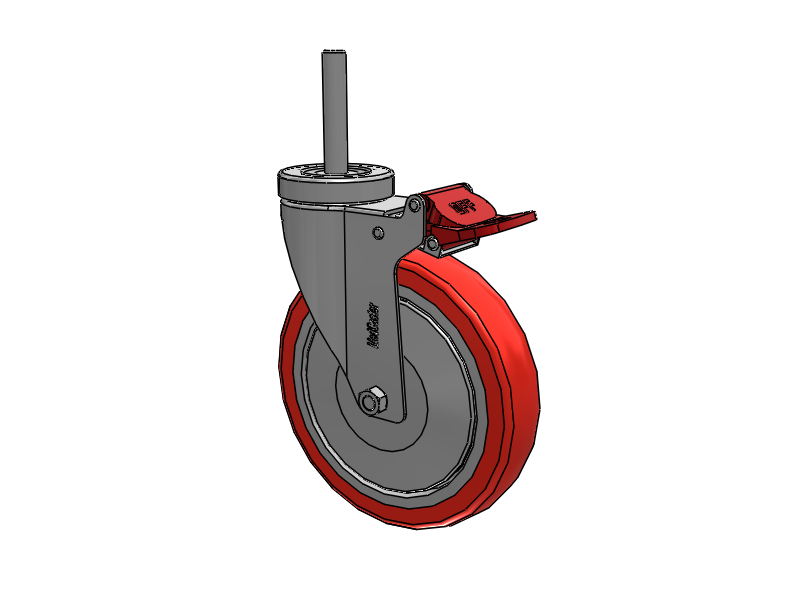 Stainless Steel Hospital Threaded Stem Caster with 6 x 1.25 High-Temp Thermal Rubber Wheel and Total Lock Brake