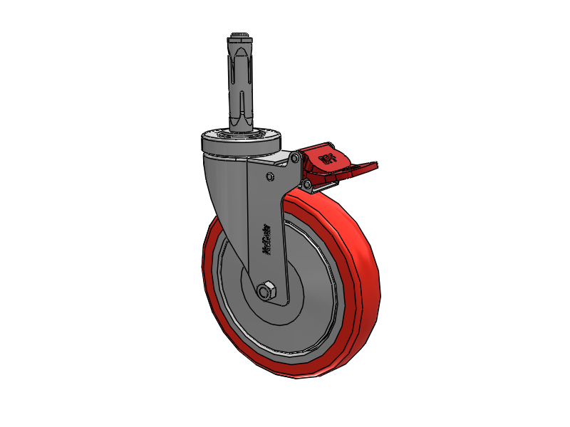 Stainless Steel Hospital Round Nylon Expanding Adapters Caster with 6 x 1.25 High-Temp Thermal Rubber Wheel Total Lock