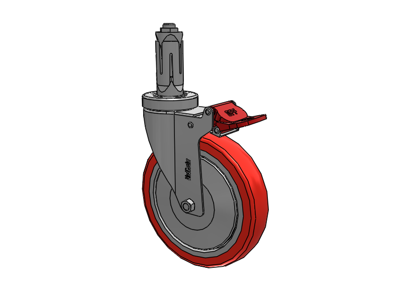 Stainless Steel Hospital Round Nylon Expanding Adapters Caster with 6 x 1.25 High-Temp Thermal Rubber Wheel Total Lock