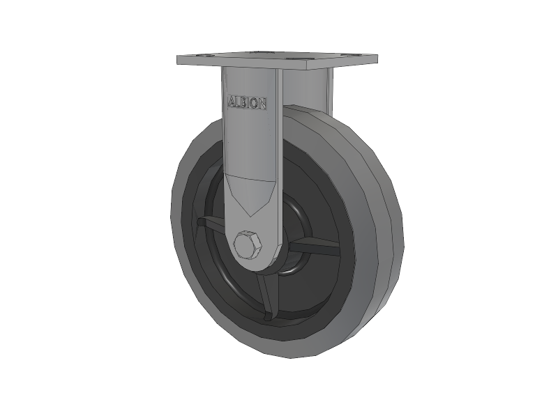 18 Series Top Plate Rigid Caster with 8 x 2 Grey Tread on Grey Core XS - Performa X-tra Soft Rubber (Flat) - Prevenz Antimicrobial Wheel