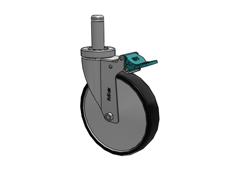 Stainless Steel Hospital Grip Ring Stem Caster with 6 x 1.25 Polyurethane TPU Wheel and Directional Lock Brake