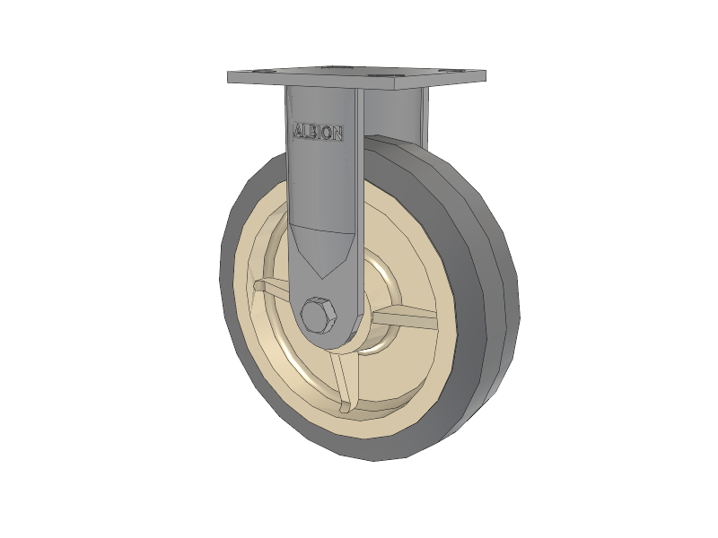 18 Series Top Plate Rigid Caster with 8 x 2 Grey Tread on Grey Core XS - Performa X-tra Soft Rubber (Flat) - Prevenz Antimicrobial Wheel