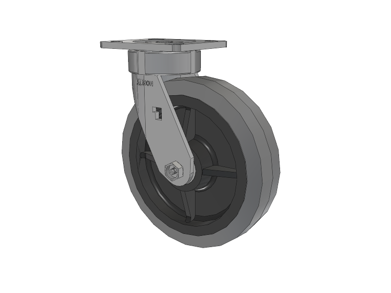 18 Series Top Plate Swivel Caster with 8 x 2 Grey Tread on Grey Core XS - Performa X-tra Soft Rubber (Flat) - Prevenz Antimicrobial Wheel