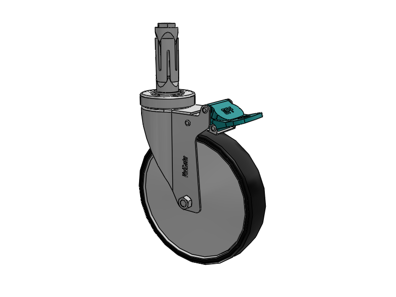 Stainless Steel Hospital Round Nylon Expanding Adapters Caster with 6 x 1.25 Polyurethane TPU Wheel Directional Lock