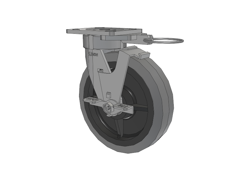 18 Series Top Plate Swivel Caster with 8 x 2 Grey Tread on Grey Core XS - Performa X-tra Soft Rubber (Flat) - Prevenz Antimicrobial Wheel and Face Brake