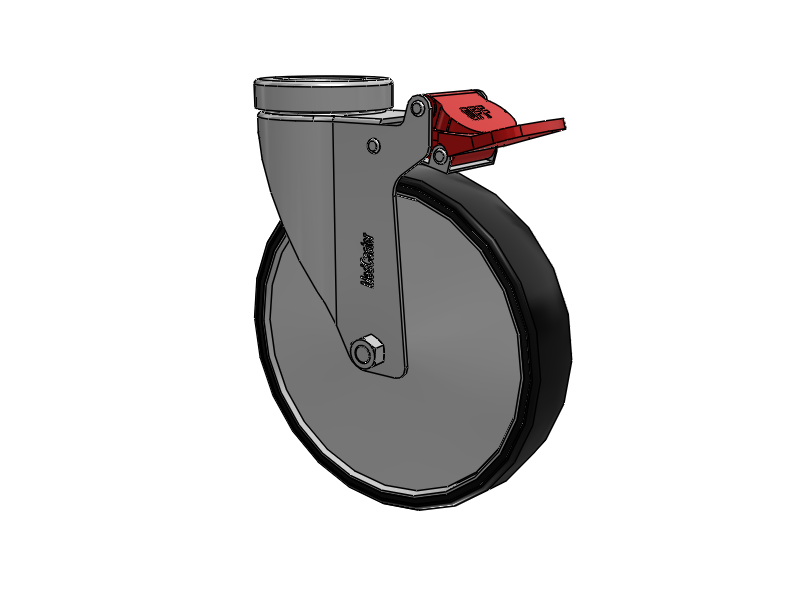 Stainless Steel Hospital Hollow Kingpin Swivel Caster with 6 x 1.25 Polyurethane TPU Wheel and Total Lock Brake