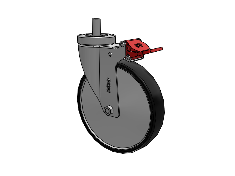 Stainless Steel Hospital Threaded Stem Caster with 6 x 1.25 Polyurethane TPU Wheel and Total Lock Brake