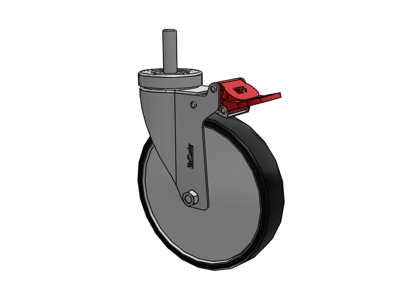 Stainless Steel Hospital Threaded Stem Caster with 6 x 1.25 Polyurethane TPU Wheel and Total Lock Brake