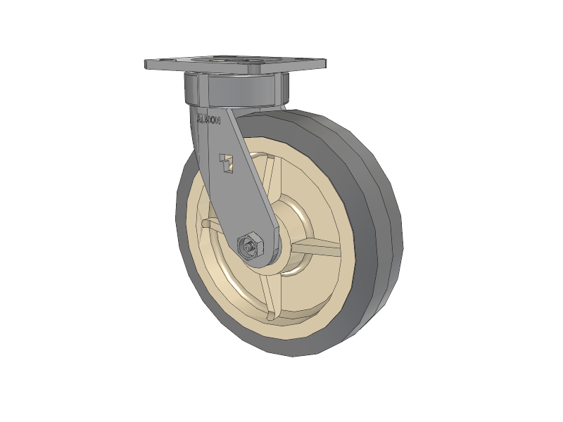 18 Series Top Plate Swivel Caster with 8 x 2 Grey Tread on Grey Core XS - Performa X-tra Soft Rubber (Flat) - Prevenz Antimicrobial Wheel