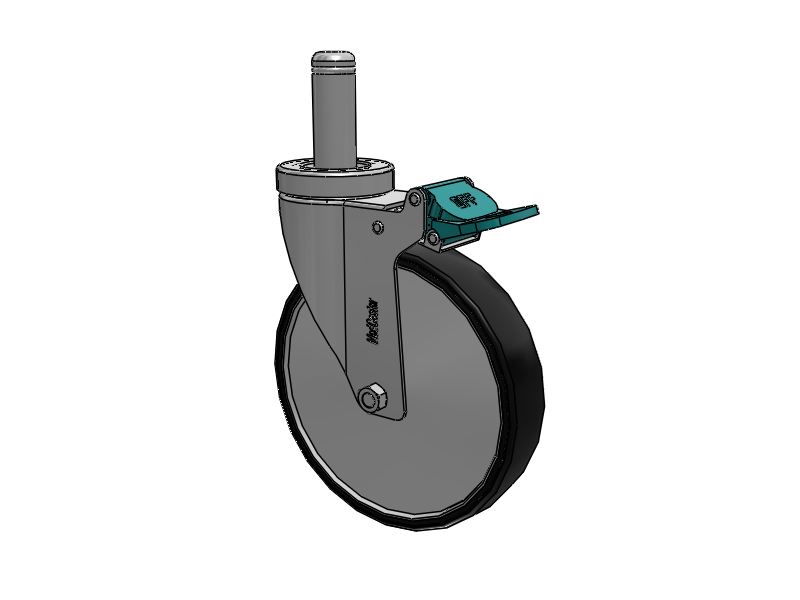 Stainless Steel Hospital Grip Ring Stem Caster with 6 x 1.25 Polyurethane TPU Wheel and Directional Lock Brake