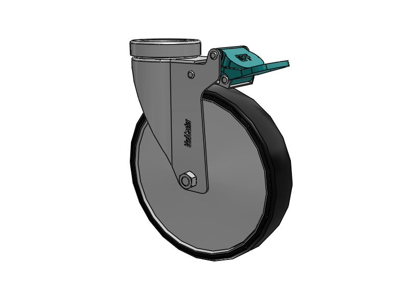 Stainless Steel Hospital Hollow Kingpin Swivel Caster with 6 x 1.25 Polyurethane TPU Wheel and Directional Lock Brake