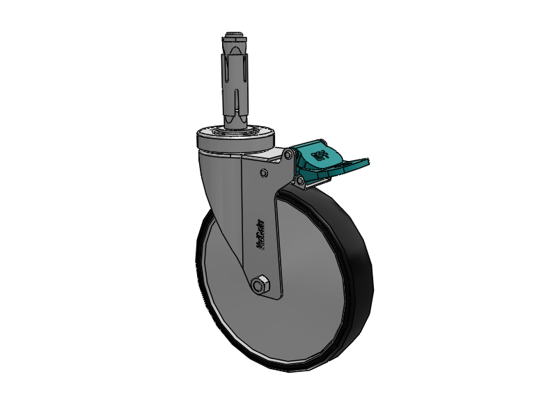 Stainless Steel Hospital Square Nylon Expanding Adapters Caster with 6 x 1.25 Polyurethane TPU Wheel Directional Lock
