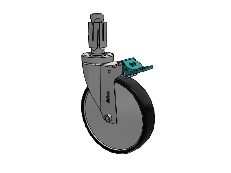 Roulette hospitalière carrée en acier inoxydable avec adaptateurs extensibles en nylon, équipée de 6 roues en polyuréthane (TPU) de 1,25, avec blocage directionnel