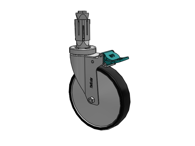 Stainless Steel Hospital Square Nylon Expanding Adapters Caster with 6 x 1.25 Polyurethane TPU Wheel Directional Lock