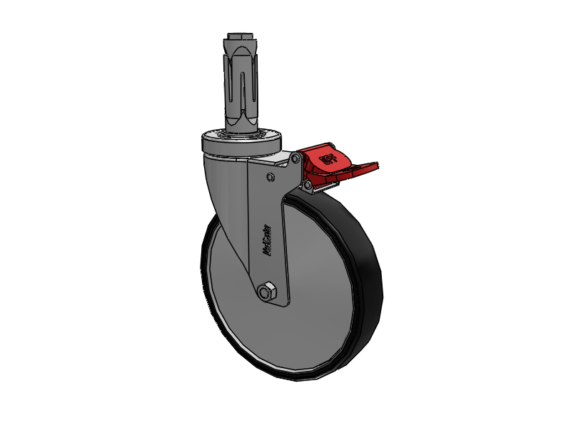 Stainless Steel Hospital Round Nylon Expanding Adapters Caster with 6 x 1.25 Polyurethane TPU Wheel Total Lock