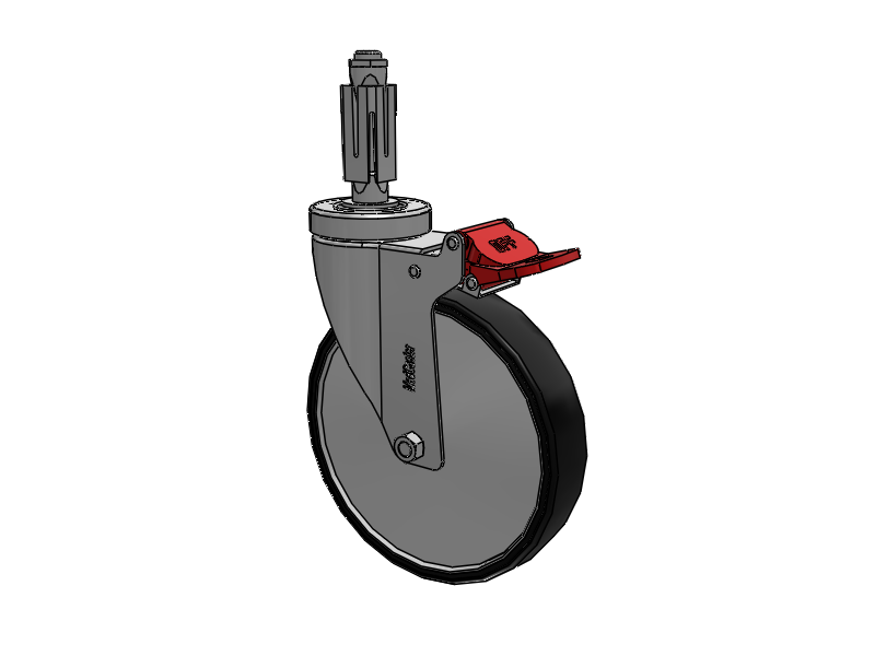 Stainless Steel Hospital Square Nylon Expanding Adapters Caster with 6 x 1.25 Polyurethane TPU Wheel Total Lock