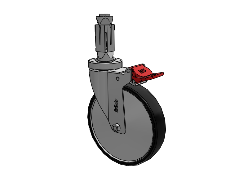 Stainless Steel Hospital Square Nylon Expanding Adapters Caster with 6 x 1.25 Polyurethane TPU Wheel Total Lock