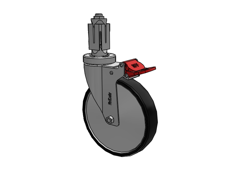 Stainless Steel Hospital Square Nylon Expanding Adapters Caster with 6 x 1.25 Polyurethane TPU Wheel Total Lock
