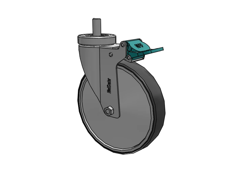 Stainless Steel Hospital Threaded Stem Caster with 6 x 1.25 Thermoplastic Rubber Wheel and Directional Lock Brake