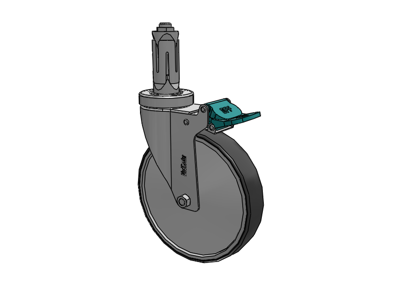 Stainless Steel Hospital Round Nylon Expanding Adapters Caster with 6 x 1.25 Thermoplastic Rubber Wheel Directional Lock