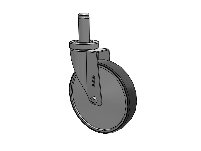 Stainless Steel Hospital Grip Ring Stem Caster with 6 x 1.25 Thermoplastic Rubber Wheel