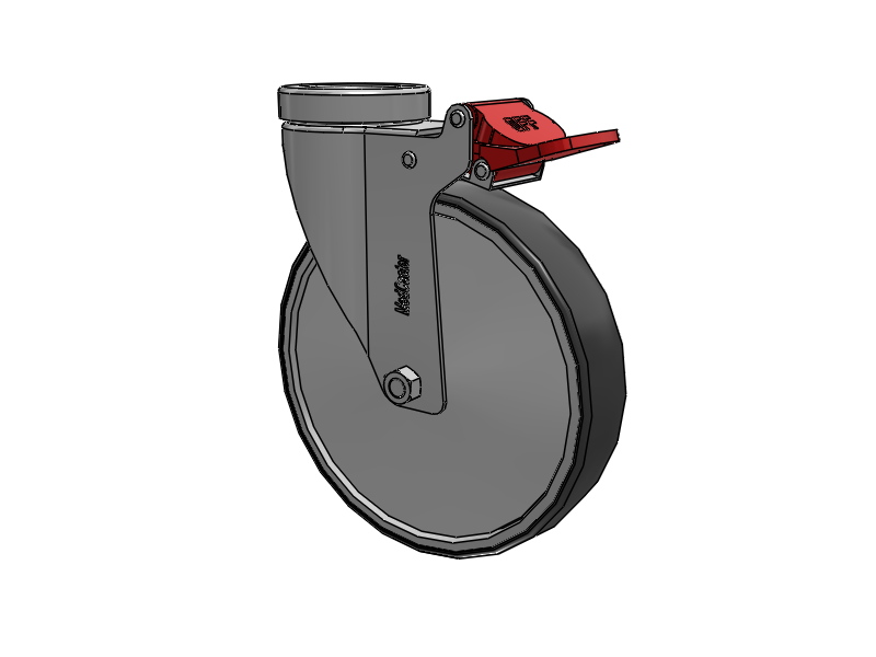 Stainless Steel Hospital Hollow Kingpin Swivel Caster with 6 x 1.25 Thermoplastic Rubber Wheel and Total Lock Brake