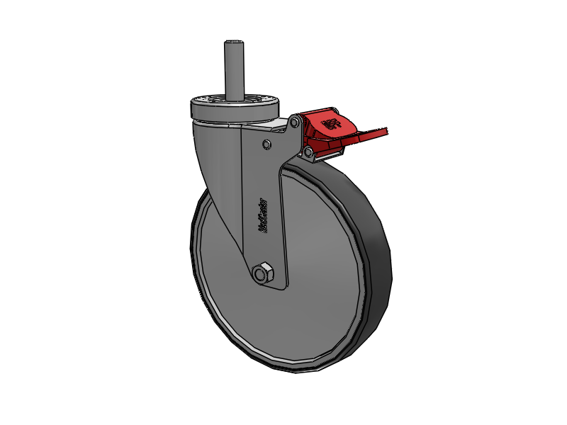 Stainless Steel Hospital Threaded Stem Caster with 6 x 1.25 Thermoplastic Rubber Wheel and Total Lock Brake