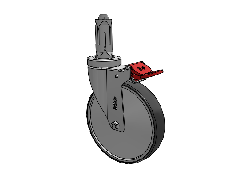 Stainless Steel Hospital Round Nylon Expanding Adapters Caster with 6 x 1.25 Thermoplastic Rubber Wheel Total Lock