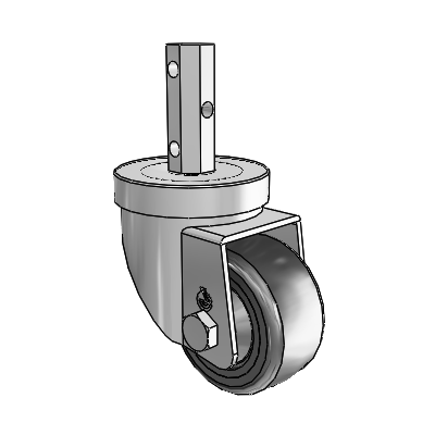 30 Series Octagon Stem Zinc Swivel Caster with 2.5 x 1.25 Hard Rubber Wheel