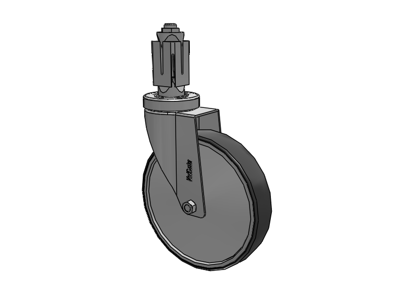 Stainless Steel Hospital Square Nylon Expanding Adapters Caster with 6 x 1.25 Thermoplastic Rubber Wheel