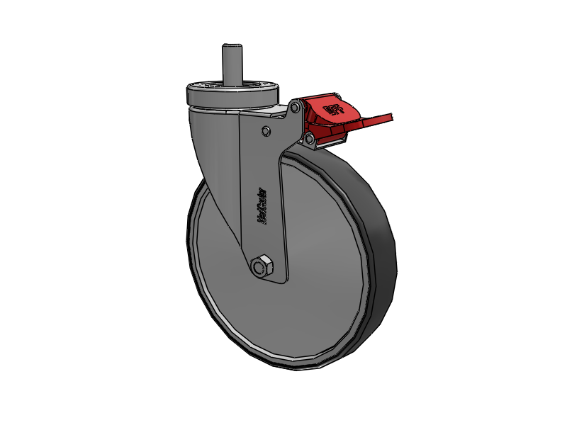 Stainless Steel Hospital Threaded Stem Caster with 6 x 1.25 Thermoplastic Rubber Wheel and Total Lock Brake