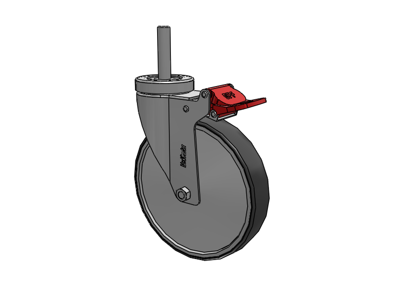 Stainless Steel Hospital Threaded Stem Caster with 6 x 1.25 Thermoplastic Rubber Wheel and Total Lock Brake