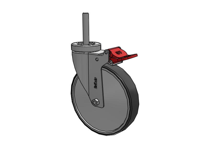 Stainless Steel Hospital Threaded Stem Caster with 6 x 1.25 Thermoplastic Rubber Wheel and Total Lock Brake