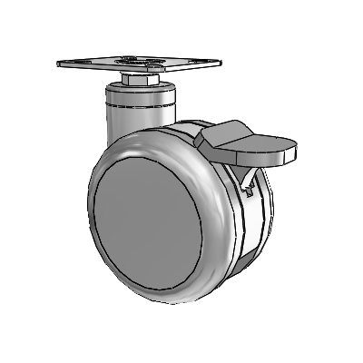 Twin-Med Antistatic Top Plate Swivel Caster with 4 x 2.6094 Thermoplastic Rubber Wheel and Directional Lock Brake