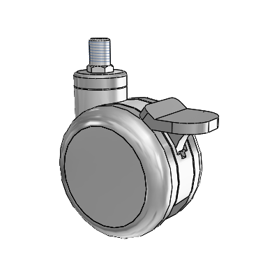 Twin-Med Antistatic Threaded Stem Swivel Caster with 4 x 2.6094 Thermoplastic Rubber Wheel and Directional Lock Brake