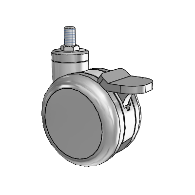 Twin-Med Antistatic Threaded Stem Swivel Caster with 4 x 2.6094 Thermoplastic Rubber Wheel and Total Lock Brake