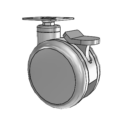 Twin-Med Antistatic Top Plate Swivel Caster with 5 x 3 Thermoplastic Rubber Wheel and Total Lock Brake