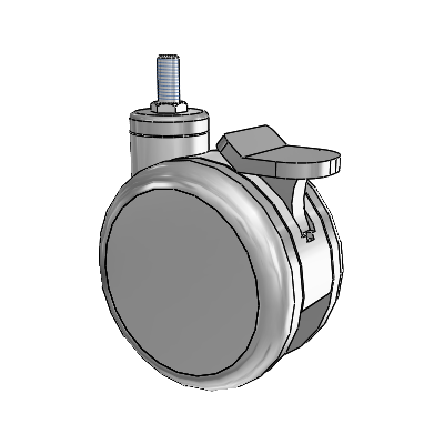 Twin-Med Antistatic Threaded Stem Swivel Caster with 5 x 3 Thermoplastic Rubber Wheel and Total Lock Brake