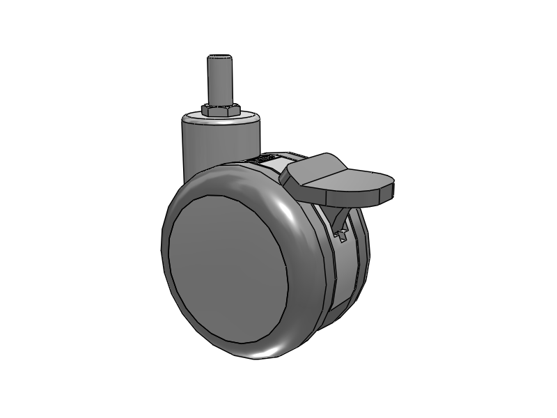 Twin-Med Grey Threaded Stem Caster with 4 x 2.6094 TPR Wheel and Total Lock Brake