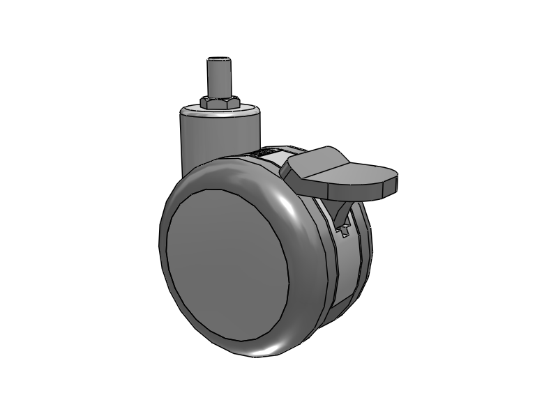 Twin-Med Grey Threaded Stem Swivel Caster with 4 x 2.6094 TPR Wheel and Total Lock Brake