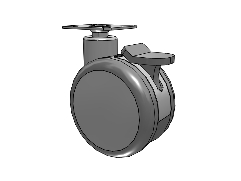 Twin-Med Grey Top Plate Swivel Caster with 5 x 3 TPR Wheel and Total Lock Brake
