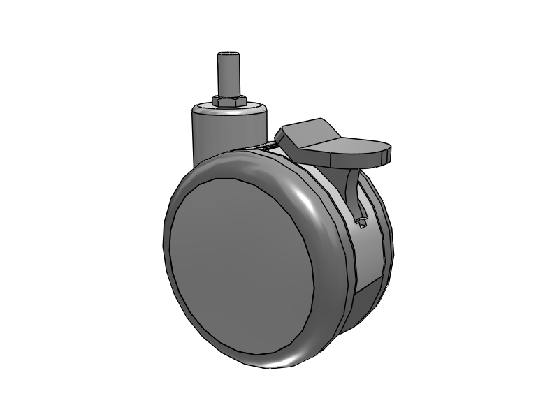 Twin-Med Grey Threaded Stem Caster with 5 x 3 TPR Wheel and Total Lock Brake