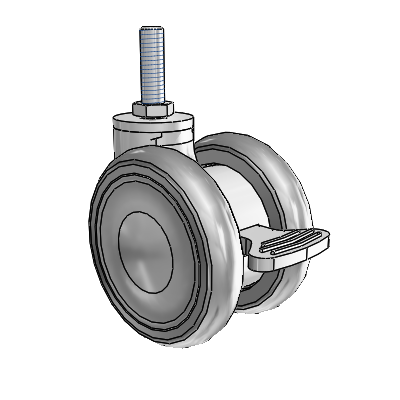 Genesis TW Threaded Stem Grey Swivel Caster with 2.559 x .55 MonoTech Wheel and Brake