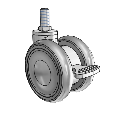 Genesis TW Threaded Stem Grey Swivel Caster with 2.559 x .55 MonoTech Wheel and Brake