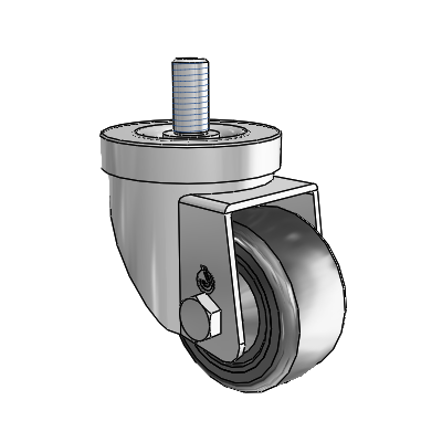 30 Series Threaded Stem Zinc Swivel Caster with 2.5 x 1.25 Cushion Rubber Wheel